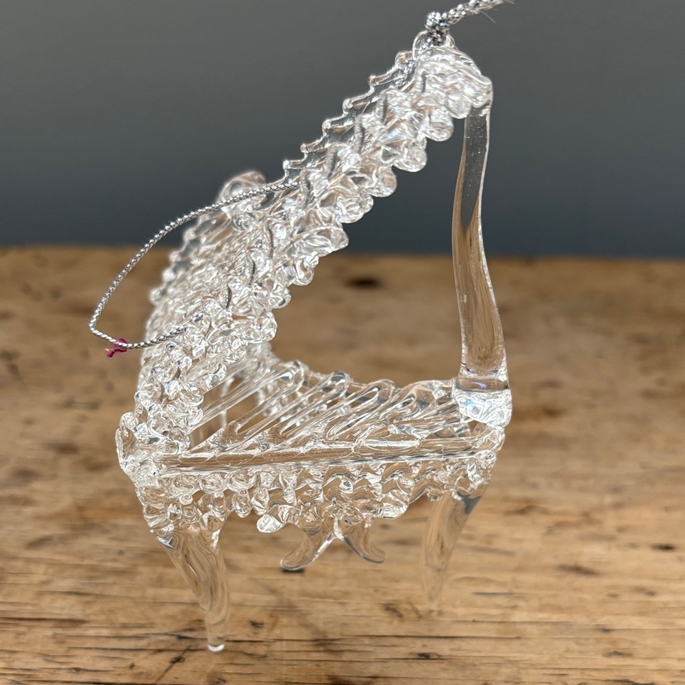 Two Ministure Spun Glass Clear Christmas Piano Ornaments - Picture 2 of 4